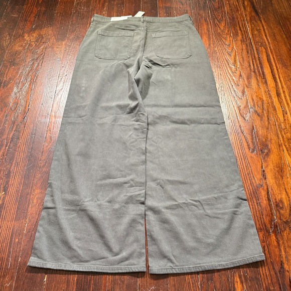 NWT American Eagle Pants Womans 16 Gray Super High Rise Baggy Wide Leg Stretch - Picture 7 of 16